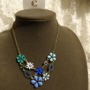 CUTE Shades of Blue & Green Floral Petite Necklace